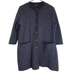COS Cardigan long button front textured trapeze  patch pockets long sleeves